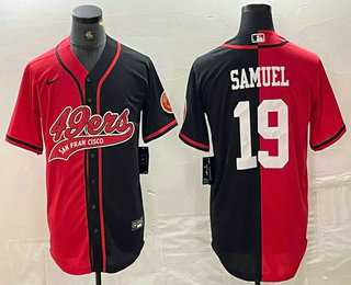 Mens San Francisco 49ers #19 Deebo Samuel Red Black Two Tone Cool Base Stitched Baseball Jersey